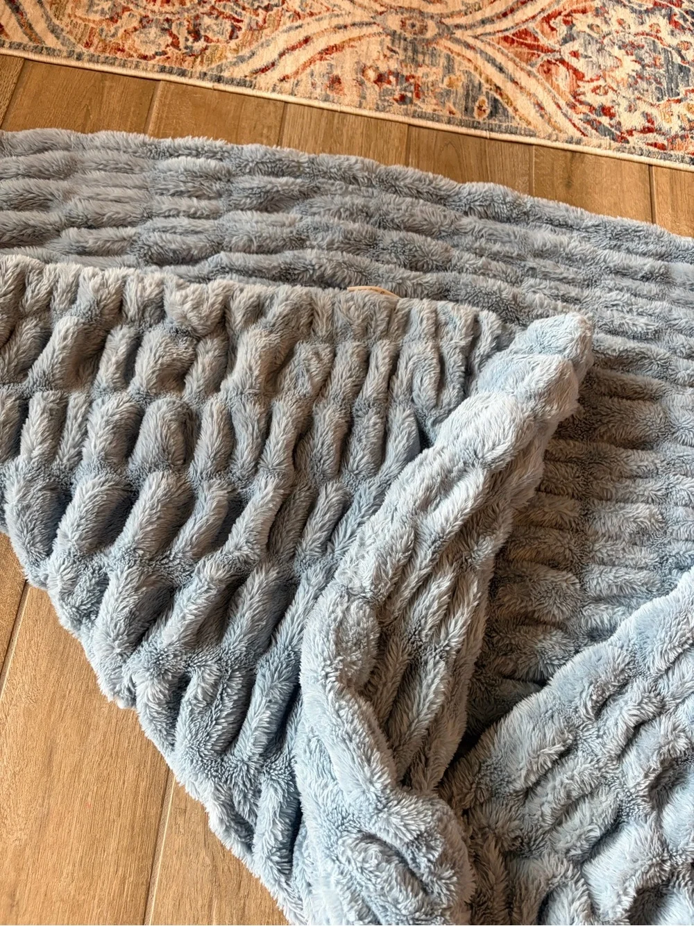 Minky Couture Luxury Designer Blanket adult size Blue Plush 40x64